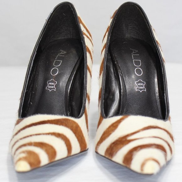 Aldo Ariane Brown & Cream Zebra Print Stilettos Size 35 Euro - Picture 4 of 11